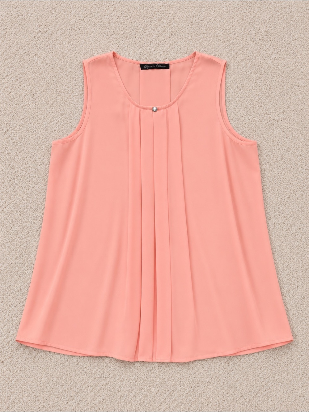Rose & Olive Coral Peach Pleated Sleeveless Camisole